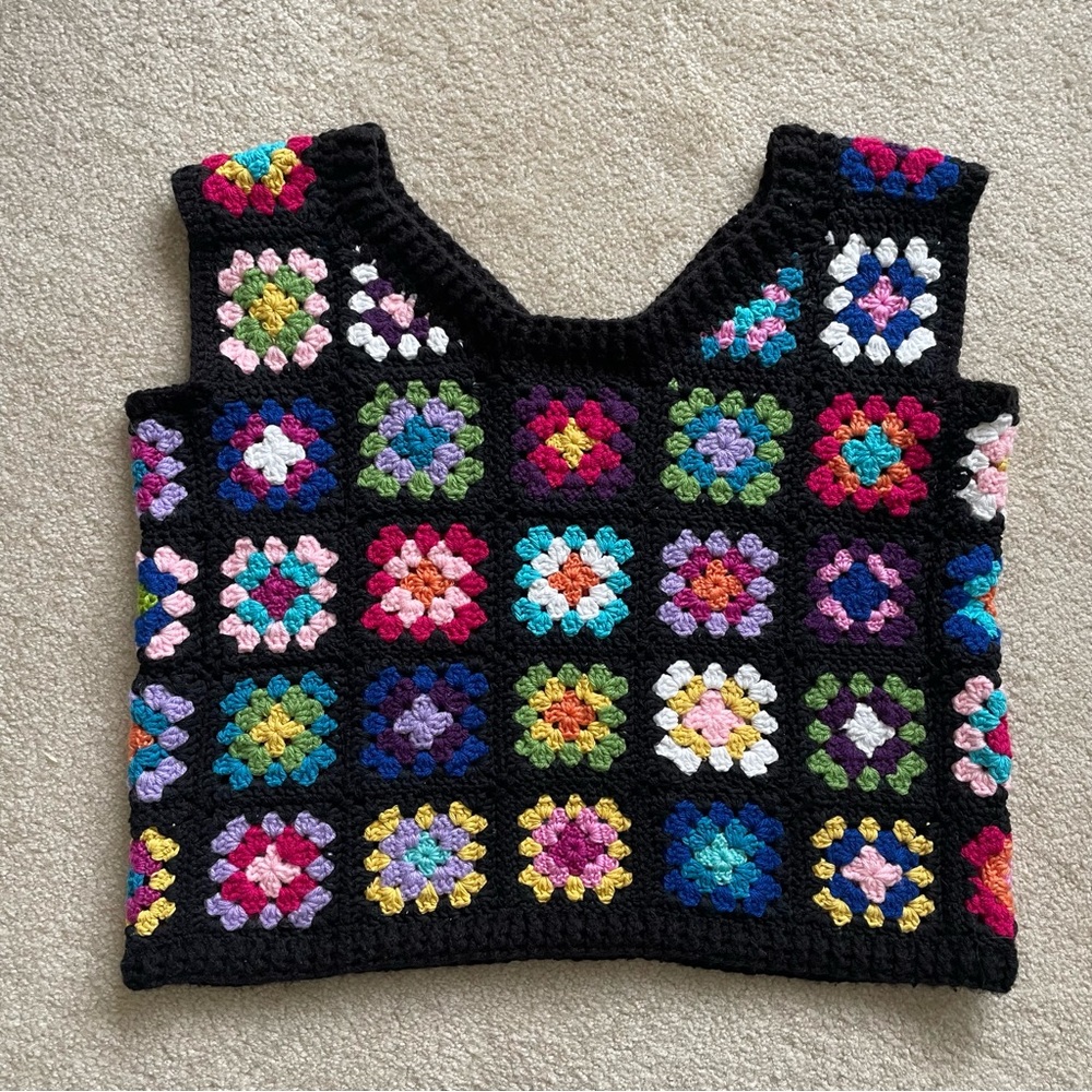 Colorful Crochet Pattern Sweater Vest